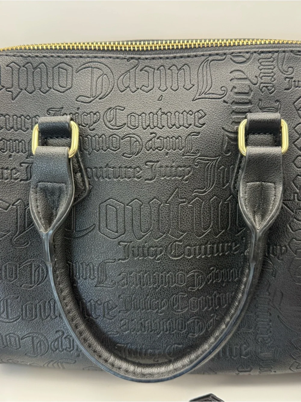 Juicy Couture Black Embossed Satchel with Gold Logo